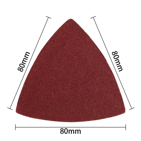 Triangular Hook Loop Sanding Discs For Wood Carving And Multi-Tool Use With Aluminum Oxide Grits From 40 To 240, 80mm size.