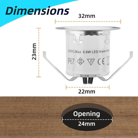 Dimensions of Smooth Dimmable LED Deck Lights With Timer And Photocell Sensor, IP67 Waterproof Outdoor Smart Lighting
