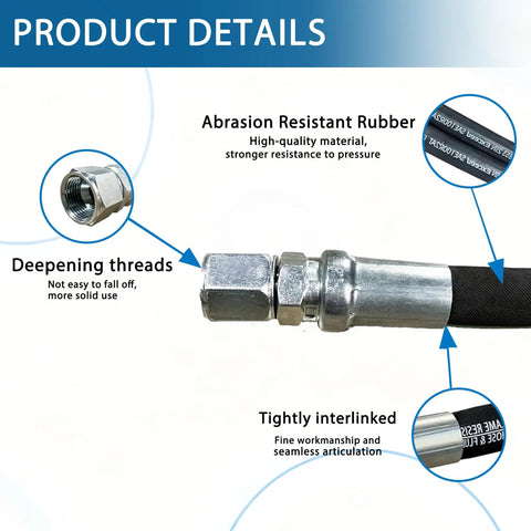 Hydraulic Hose Swivel Assembly Three Eighths Inch Hose With Female JIC X Female JIC 36 Inch Long 4785 PSI details