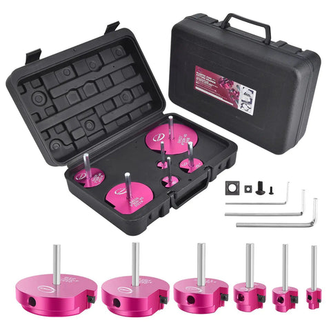 Six Piece PVC Pipe Reamer Kit for SCH40 PVC CPVC ABS fittings with case, 3/4"-4" reamer heads and tools