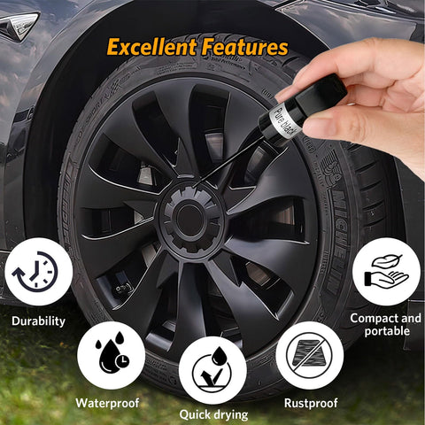Applying Black Rim Touch Up Paint Kit For Wheels 2 In 1 Wheel Paint For Rims Scratch Repair Pen Set Curb Rash Fix on black alloy rim