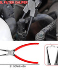 Fuel Filter Caliper from Eight Piece Fuel Line Disconnect Tool Set Pro Grade Must Have All In One Kit with red handles.