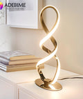 LED Spiral Bedside Lamp With Stepless Dimming 12W 3000K Warm White Modern Nightstand Desk Light on stable metal base