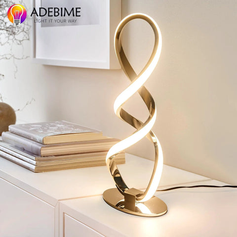 LED Spiral Bedside Lamp With Stepless Dimming 12W 3000K Warm White Modern Nightstand Desk Light on stable metal base