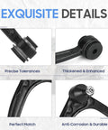 Beefed Up Front Upper Control Arms With Ball Joints And Tie Rods Front Suspension Kit For 2007 2014 GM Full Size Trucks And SUVs Tahoe Suburban Yukon Escalade Silverado Sierra Avalanche 10pc Set black steel control arm close-up
