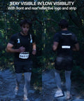 Runner wearing Running Hydration Vest for Women and Men with 500ml BPA Free Soft Flask, reflective strips visible.
