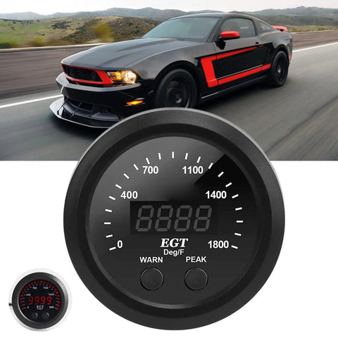 Ultra Thin Exhaust Gas Temperature Gauge 0 To 1800F Pyrometer With Red LED Display For Diesel Trucks Anti Vibration EGT Sensor Kit Compact Auto Gauge For Real Time Monitoring On The Go black 52mm dash gauge