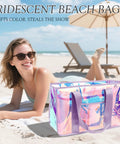 Iridescent Clear Jelly Tote Beach Bag For Women Waterproof And Sandproof See Through Pool Bag With Zipper Ideal Cruise Essentials 2026