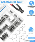 120 Piece Stainless Steel Single Ear Hose Clamp Kit With Pincer Tool, 12 Sizes, Durable 304 Stainless Steel, Storage Case