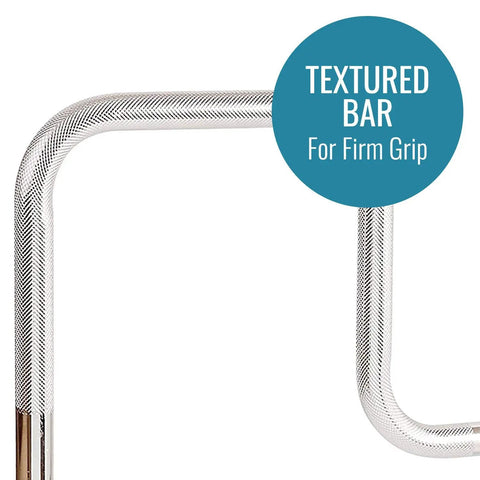 Adjustable Tub And Shower Grab Bar For Seniors With Textured Non Slip Handle Rust Resistant Safety Rail close-up view with textured handle