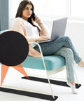 Woman sitting on chair with Thickened Non Slip Rubber Furniture Pads 4 Pack Self Adhesive Foot Covers for couches and chairs