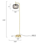 Etched Glass Floor Lamp With Brushed Brass Finish Smoke, Retro Vibe Meets Mid Century Modern Style, Slim Stem Design