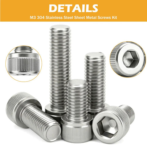Beefy M3 Hex Socket Head Cap Screw Kit From 4mm To 30mm Stainless Steel Bolts showcase with detailed hex socket view