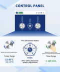 Control panel of Top Notch Dk Sonic 30L Ultrasonic Cleaner 600W showing five modes, temperature, and timer settings.