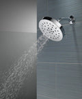Contemporary Shower Head With H2Okinetic Technology, Drench Style Spray For More Coverage On Less Water, Chrome Finish, wall mounted