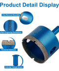 Premium Diamond Hole Saw Kit With Brazed Serrated Teeth, 50mm core drill with thickened diamond, anti-slip shank for tile and stone.