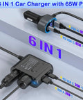 Badass 6In1 Cigarette Lighter Splitter With Pd 65W Usb Port And Live Voltage Display Straight Fire 300W Car Charger Adapter for multi-device charging.