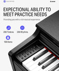 Close-up of 88 Key Weighted Hammer Action Digital Piano With MIDI In Out 200 Sounds And Rhythms 100 Demo Tracks Bench Included