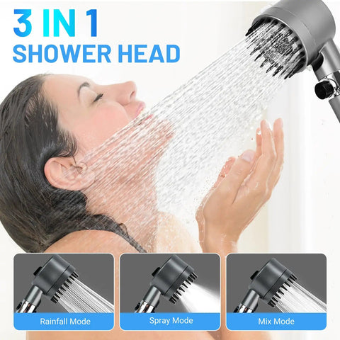 Filtered Shower Head With Handheld Pro Grade Filtration System, High Pressure Water Flow, woman enjoying shower