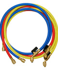Three Color HVAC Charging Hoses With Ball Valve Kit, Five Foot Long, Color Coded Red Blue Yellow, Works With R410A R134a R22