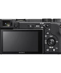 Back view of A6400 Mirrorless Camera Bundle With 16 To 50mm Lens 128GB Extreme Speed Memory Wide Angle And Telephoto Lenses