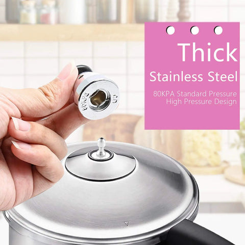 Universal Pressure Cooker Relief Jigger Valve Set hand holding stainless steel valve over cooker