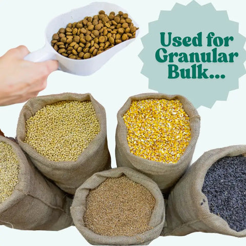 Long Handle Plastic Measuring Spoon 1 Teaspoon 5 Milliliters For Coffee Protein Powder Pet Food Spices Grains Dry Goods BPA Free Food Grade Accurate Portion Control Easy To Scoop in use with different grains and dry goods in sacks.