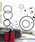 20 Ton Air Hydraulic Bottle Jack Seal Replacement Kit 5302 MRK 35 Piece Set For Full Overhaul And Major Repairs displayed parts