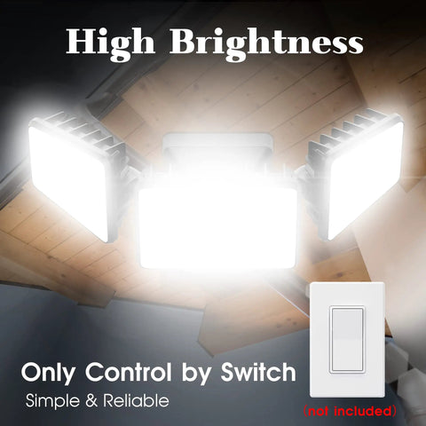 LED Outdoor Flood Light 120W 12000 Lumens IP66 Waterproof Security Floodlight, 4500K Warm White, multicolor lighting angles.