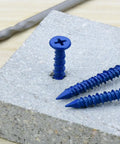 3/16 By 1-1/4 Concrete Screws With 5/32 Drill Bit, Flat Head Masonry Anchors For Brick, Block, Cement Or Stucco, Blue Coated