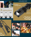 13 In 1 Survival Gear Kit For Outdoorsmen Dad Gift Tactical 13 In 1 Set includes tactical flashlight and fire starter.