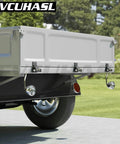 Rock Solid Heavy Duty Weld On Trailer Hinges, Badass Cast Iron Dump Trailer Hinges For Trucks With Grease Zerk Fitting, Tough As Nails Rust Proof Strap Style Short Leaf 6 Pack attached to truck bed.
