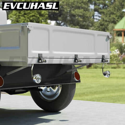 Rock Solid Heavy Duty Weld On Trailer Hinges, Badass Cast Iron Dump Trailer Hinges For Trucks With Grease Zerk Fitting, Tough As Nails Rust Proof Strap Style Short Leaf 6 Pack attached to truck bed.