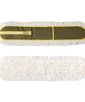 36 Inch Microfiber Mop Pads Two Pack For Commercial Dust Mop Replacement Fits 35.5 By 4.5 Inch Mop Heads Built To Last Durable Oxford And Polyester Yarn For Strong Absorbency And Tear Resistant Performance Green, showing top and bottom view of green and white mop pads.
