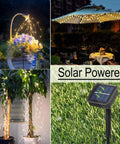 Outdoor Solar Fairy String Lights Watering Can Waterfall Effect 9 Strands Of 180 LEDs illuminating garden and patio