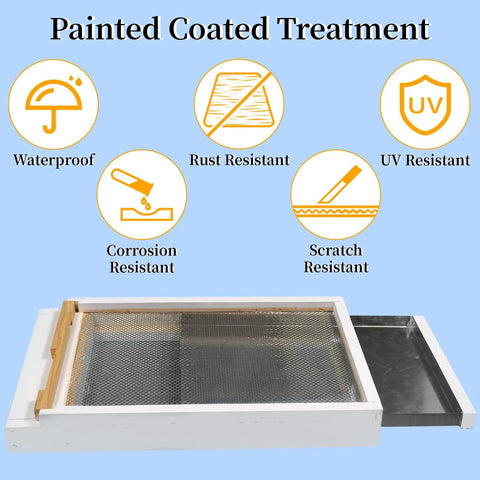 Two Pack Cedar Screened Bottom Boards For 8 Frame Langstroth Beehives With Metal Insert And Painted Finish Features