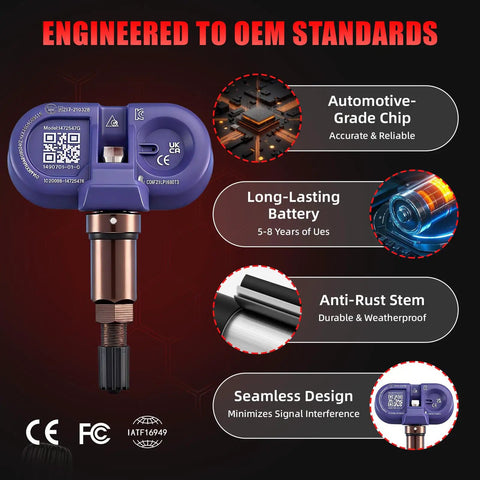 Bluetooth TPMS Sensor For Tesla Model 3 Model Y Model S And X Direct Fit With Stable Signal Auto Pairing Plug And Play No Programming Required OE Style Tire Pressure Monitoring For 2020 To 2026 purple sensor with anti-rust stem