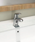 Colony Pro Single Handle Bathroom Faucet With Metal Pop Up Drain In Polished Chrome 1.2 GPM Flow Hot Water Safety Stop