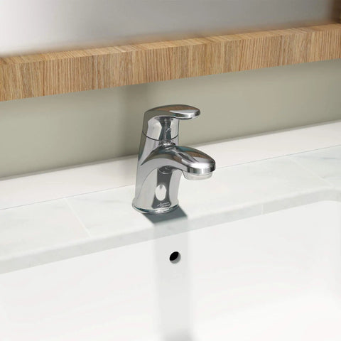 Colony Pro Single Handle Bathroom Faucet With Metal Pop Up Drain In Polished Chrome 1.2 GPM Flow Hot Water Safety Stop