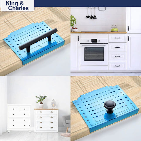 Cabinet Hardware Template With Center Punch Kit for installing handles knobs and pulls on drawers and doors in kitchen and bedroom