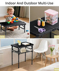 Two Foot Folding Camping Table With Storage Net Three Height Adjustable Lightweight Portable Table with toys, crafts, vanity setup