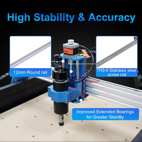 Beefy All Metal 3 Axis CNC Router Engraver With Steel Wheel Milling, 500W Trimmer And Linear Rail Driven, Working Area 15.75 X 15.75 X 2.95 In, Acrylic Cutting Milling, GRBL Control 4040 PRO with high stability and accuracy features