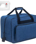 Universal Sewing Machine Carry Case With Thick Padded Handles For Household Models Fits Singer Brother Janome, blue water-resistant bag.