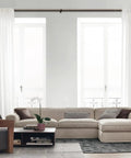 Living room with Heavy Duty Adjustable Curtain Rod Set Stretch From 32 To 144 Inches, 7/8 Inch Diameter Bronze Telescoping Rod