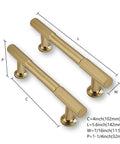 2 Pack 4 Inch Solid Zinc Alloy Kitchen Cabinet Handles In Brushed Gold Satin Brass Finish shown with dimensions