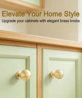 10 Pack Solid Brass Cabinet Knobs Round Ball Gold Pulls For Dresser And Cabinets 1.1 Inch Diameter Brushed Brass Finish Durable
