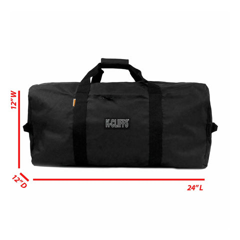 Black Heavy Duty Cargo Duffel For Travel And Gear, Large Sport Equipment Bag With Water Resistant Material, Rugged Square Shape, 24x12x12 in.