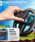 Switch 2 Steering Wheel Racing Accessory Kit For Mario Kart And Racing Games Dual Grip Handle Attachments for Joy-Con Controllers shown being attached.
