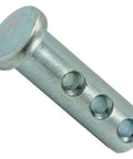 Five Sixteenth By One Inch Universal Clevis Pins Steel With Zinc Plated Finish close-up, showing holes and zinc plating