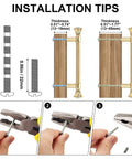 Gold Cabinet Pulls 4 Pack Crystal Dresser Drawer Handles installation guide with screw adjustment tips and tools shown.
